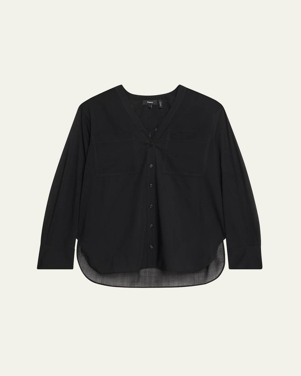 Oversized Lightweight Button-Front Shirt